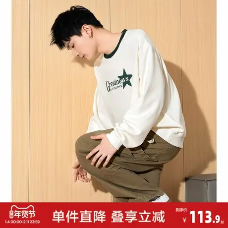 唐狮2026秋冬季卫衣男士新款印花圆领慵懒风高级感字母美式学生商品大图