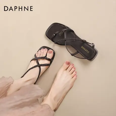 达芙妮棕色凉鞋女2026春夏新款增高百搭凉鞋粗跟露脚趾外穿单鞋女图片