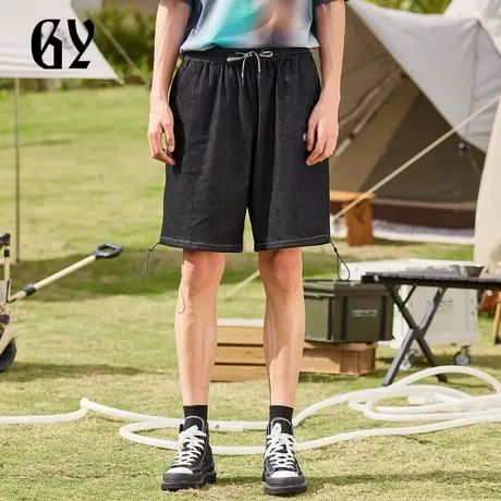 雅戈尔奥莱 GY男装夏轻量牛仔面料宽松直筒男士牛仔短裤图片
