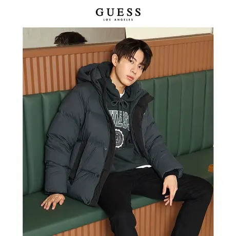 GUESS冬季 男女同款无衔缝保暖时尚连帽羽绒服-ML4W5883图片