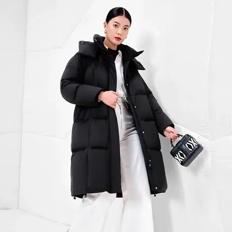 坦博尔2023年冬季新款羽绒服女士长款鹅绒面包服可脱卸帽外套图片
