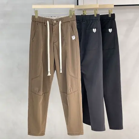 潮牌天丝工装裤男款美式潮流宽松春秋季休闲简约直筒长裤男士裤子商品大图