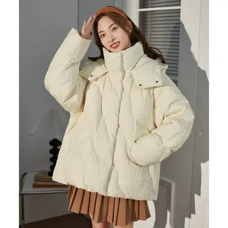 唐狮冬装女羽绒服立领短款送玩偶设计感甜美可爱保暖外套轻暖舒适图片