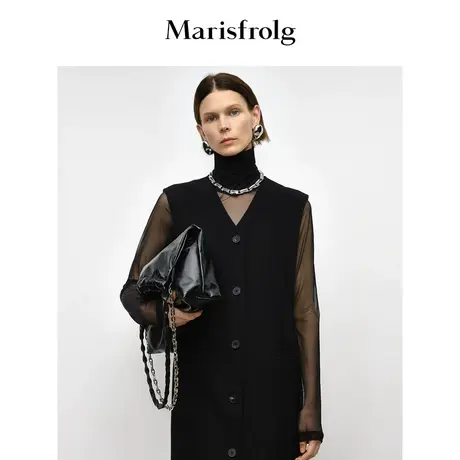 【商场同款】玛丝菲尔秋季新款黑色高领轻薄款长袖内搭上衣商品大图