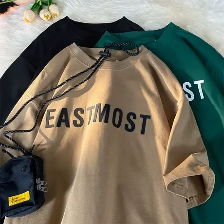 纯棉短袖T恤男高街夏季新款潮牌美式字母印花内搭汗衫潮流上衣服商品大图