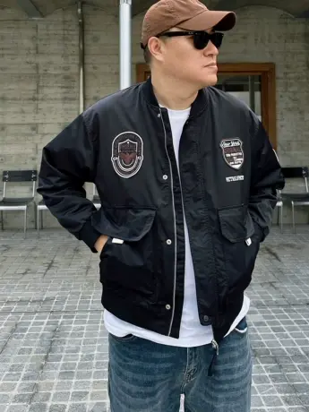 DAEVU秋新款大码男装棒球领廓版潮胖子加肥加大男士飞行夹克外套商品大图