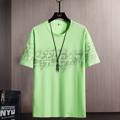 新款短袖t恤男士夏季透气2023ins港风潮流宽松体恤棉感上衣男潮商品大图