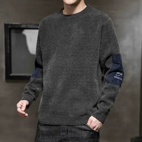 春秋款男士毛衣韩版潮流冬装冬季保暖一体加绒加厚打底针织衫线衣商品大图