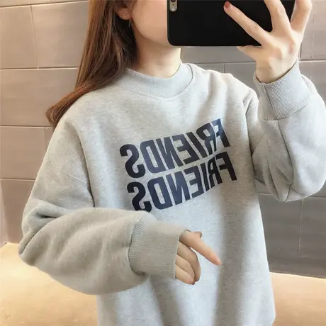 加绒卫衣女士上衣洋气百搭宽松韩版减龄学生2023冬季新款加厚小众图片