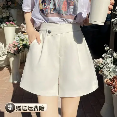 工装短裤女宽松2022年新款夏天外穿高腰a字五分阔腿薄款休闲中裤图片