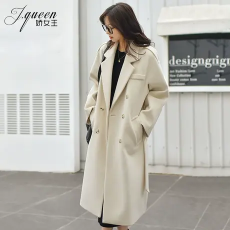 毛呢外套女秋冬季新款赫本风中长款韩系气质高级感收腰呢子大衣商品大图