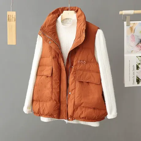 大码宽松羽绒马夹秋冬新款女装胖mm遮肉显瘦背心坎肩外搭马甲女装图片