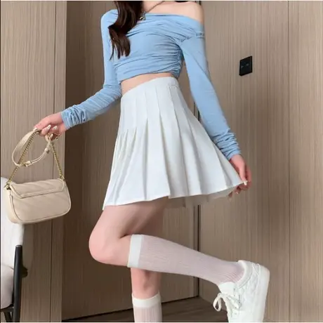 百褶裙女春夏灰色小个子高腰显瘦半身裙a字裙抗皱面料辣妹jk短裙图片