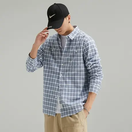 Modi Nick/摩帝尼克文艺小格男士休闲复古水洗工艺潮流衬衫男外套商品大图