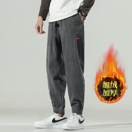 2021秋冬季卫裤男休闲宽松束脚雪尼尔灯芯绒潮牌运动加绒加厚裤子商品大图