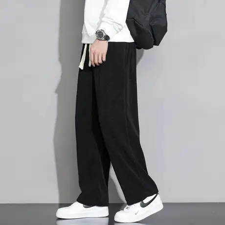 男士雪尼尔休闲卫裤2023春秋季新款直筒宽松阔腿灯芯绒加绒长裤子商品大图