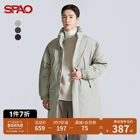 SPAO男士韩国同款春季新款立领中长款保暖厚棉服SPJPC4VC15商品大图