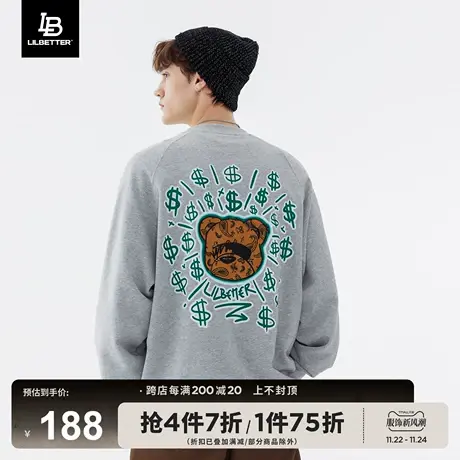 Lilbetter印花卫衣男运动上衣秋季外套圆领潮牌衣服痞帅打底衫LB商品大图