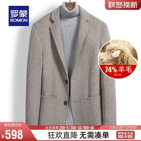 罗蒙男士时尚休闲简约毛呢大衣2023冬季中青年百搭羊毛呢子外套男图片