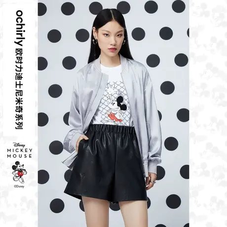 【呼呼严选专享】迪士尼米奇系列欧时力外套亮光缎面棒球服夹克图片