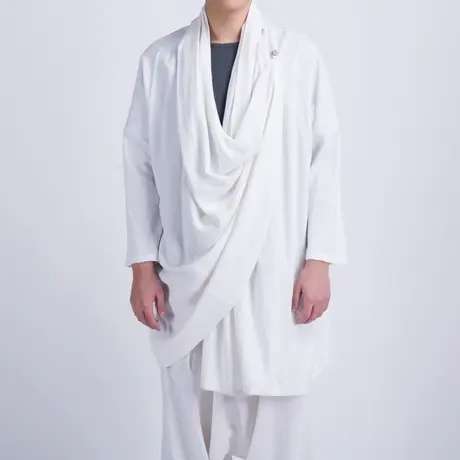 粗麻布长衫唐装中式汉服长袍宽松大褂盘扣古装男马褂茶服演出服图片