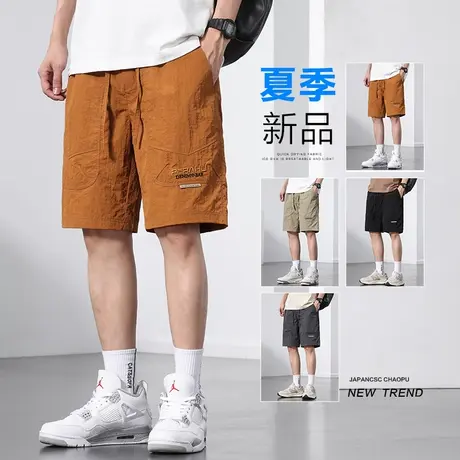 夏季薄款男士五分休闲短裤夏款冰丝男生潮牌运动中裤子外穿大裤头商品大图