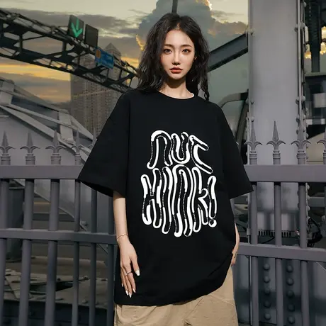 Nuthink美式街头字母T恤男潮流中性风宽松大码半袖上衣男款夏季潮商品大图