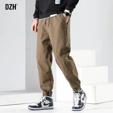 男士卡其色束脚裤子男春季大码宽松2024新款美式工装裤小脚裤男裤商品大图