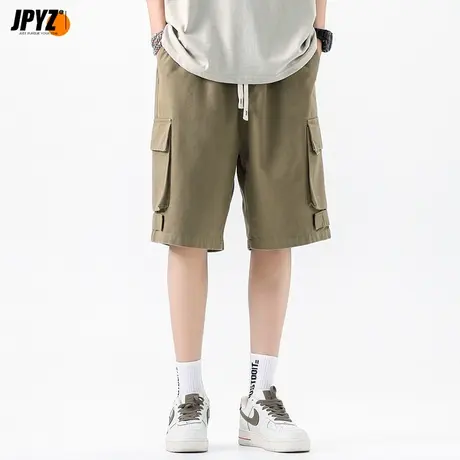 卫裤男夏季五分裤宽松直筒抽绳运动裤男士重磅薄款潮牌休闲短裤子商品大图