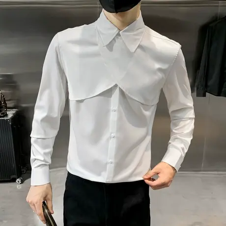 痞帅设计感小众衬衫男士长袖秋季潮牌很仙个性韩系风免烫休闲衬衣商品大图