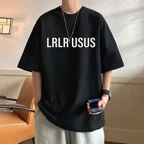 纯棉重磅短袖t恤男夏季2023新款美式高街宽松体恤潮流半袖上衣服商品大图