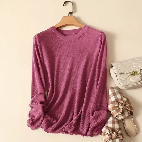 打底衫毛衣女春装2023年新款低圆领内搭长袖上衣宽松羊毛针织衫女商品大图