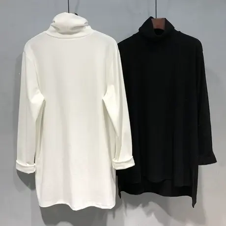 高领德绒打底衫长袖t恤女秋冬洋气保暖设计感小众加绒加厚上衣服商品大图