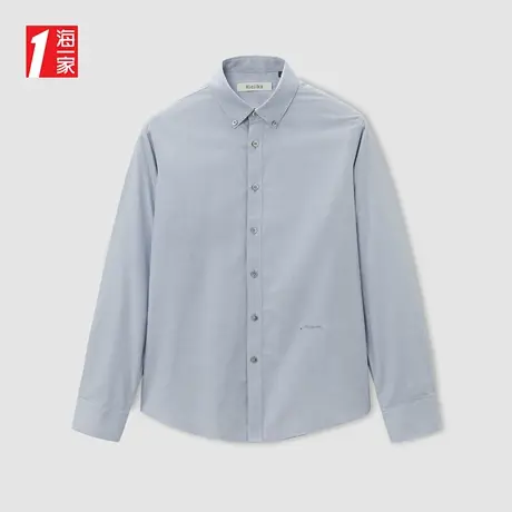 海一家扣领尖领长衬2023秋季新款亲肤棉商务休闲男士长袖衬衫图片