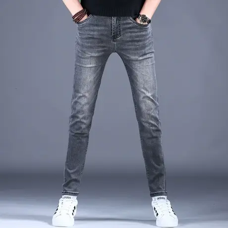 2023春夏男士新款牛仔裤子经典修身灰色百搭小脚裤棉弹柔软潮牌男商品大图