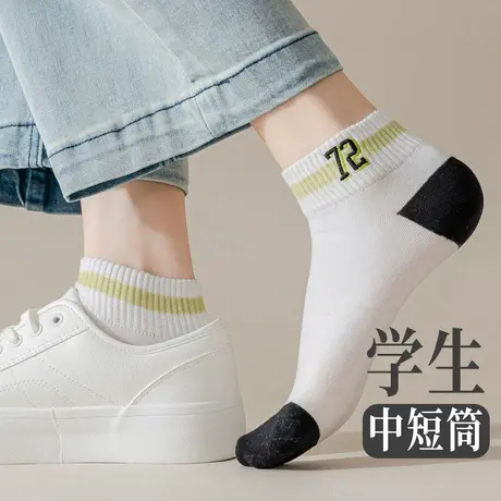 袜子女短袜春夏薄款中短筒潮棉袜女孩大童学生搭配单鞋小白鞋穿的商品大图