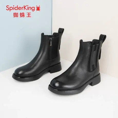 SPIDER KING/蜘蛛王切尔西女靴2023冬商场新款中筒真皮薄绒大众软图片