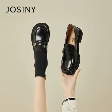 Josiny/卓诗尼小皮鞋女2024新款春季厚底英伦风轻便潮流时尚单鞋图片