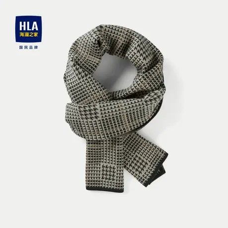 HLA/海澜之家几何图案围巾2023新款保暖亲肤柔软针织围巾情侣款商品大图