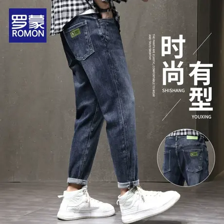 罗蒙男士牛仔裤2023新款春秋季修身直筒长裤百搭时尚潮牌裤子男款商品大图