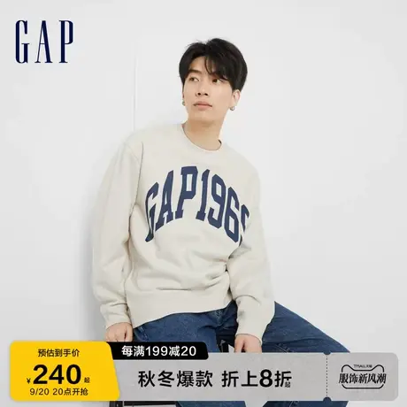 Gap男女装秋季2023新款LOGO宽松碳素软磨抓绒卫衣762267运动上衣图片