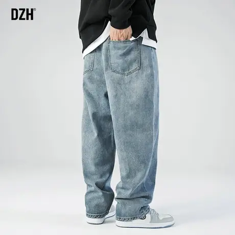 男士垂感阔腿牛仔裤男宽松直筒秋季男裤2023年新款休闲长裤工装裤商品大图