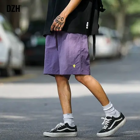 男士工装短裤休闲裤男款裤子宽松半裤2023夏季新款紫色运动五分裤商品大图