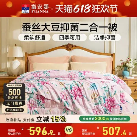 富安娜蚕丝大豆被芯二合一被空调被春秋被褥四季被子单双人子母被商品大图