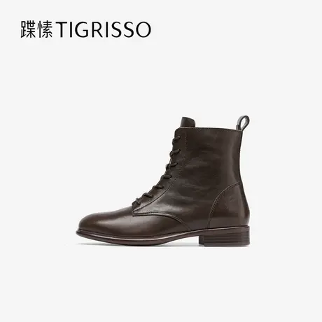 蹀愫冬真皮马丁靴小方头靴子时髦女靴TA54726-51图片