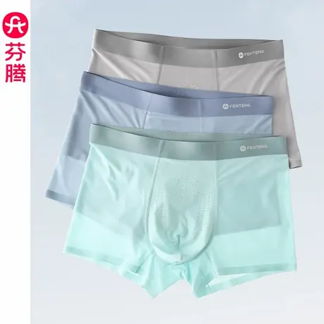芬腾冰丝内裤男士夏季薄款无痕平角裤大码透气抗菌内裆四角短裤头图片
