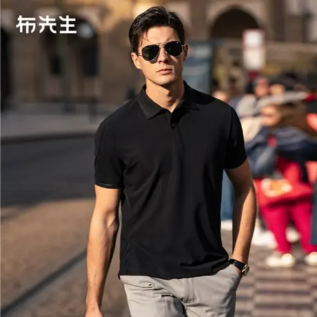 MrBu布先生运动翻领纯色T恤2025夏插肩袖字母印花POLO短袖AT16077商品大图