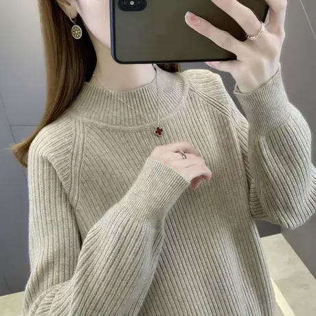 半高领女士毛衣冬装2023年新款爆款时尚洋气小个子打底衫秋冬内搭商品大图