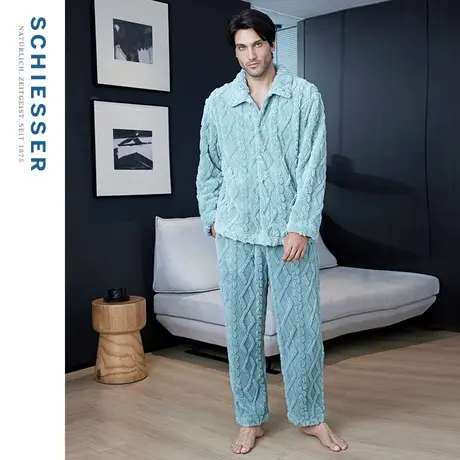 SCHIESSER舒雅秋冬男士提花舒棉绒加绒加厚睡衣家居服套装22002H商品大图