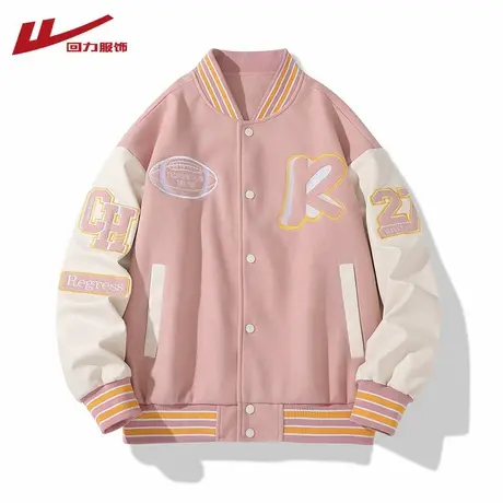 回力美式棒球服男士春秋季潮牌ins高街情侣宽松vintage夹克外套商品大图